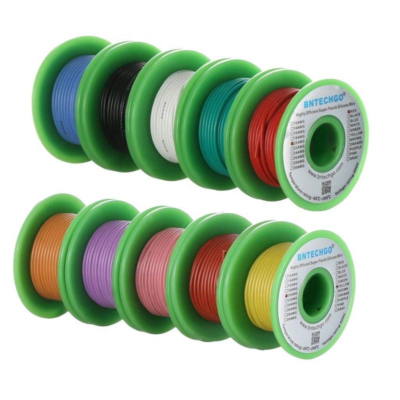 BNTECHGO 20 Gauge Silicone Wire Kit 10 Color Each 30 ft Flexible 20 AWG Stranded Tinned Copper Wire - Image 2